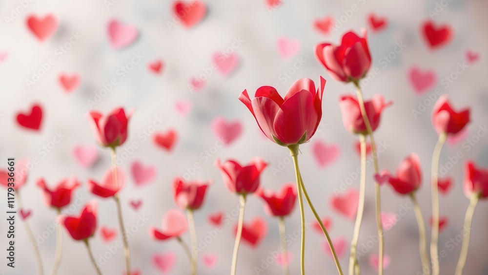 Obraz premium Romantic background with hearts.