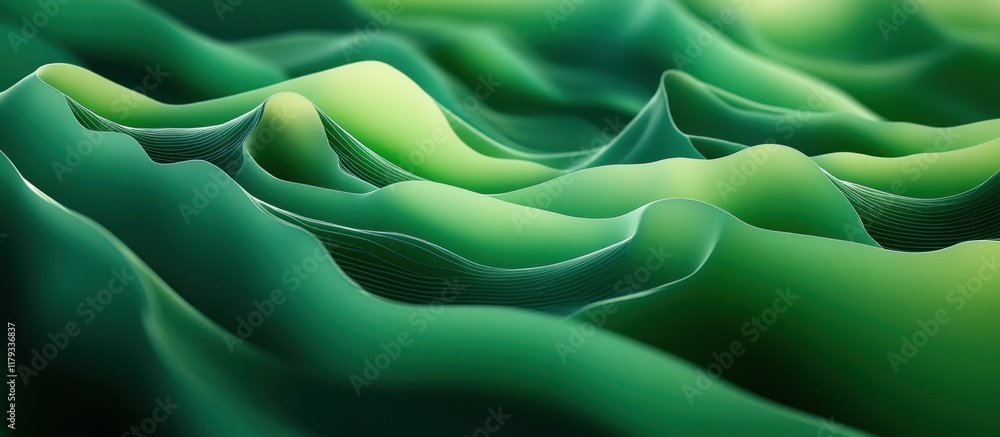 Abstract green flowing waves, undulating pattern. Abstract green flowing waves, undulating pattern.