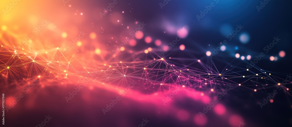 Fototapeta premium Abstract network connection with glowing nodes and lines.