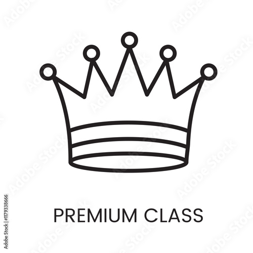 An icon of a detailed crown in vector, symbolizing high quality services or premium class, with an editable stroke