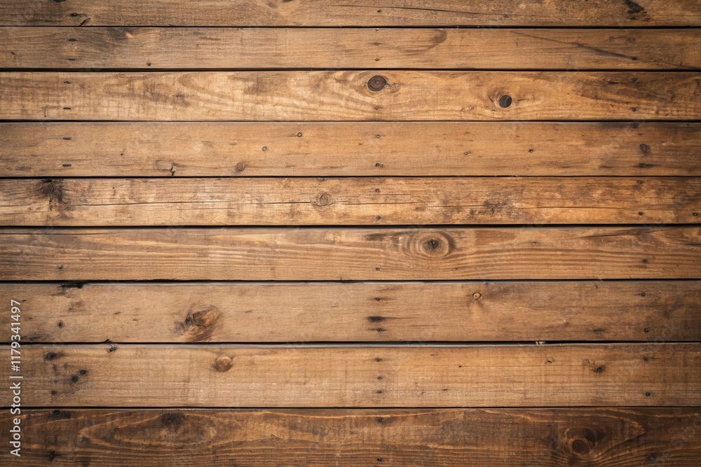 Naklejka premium Rustic Brown Wooden Planks A Textured Background of Horizontal Lines and Natural Wood Grain