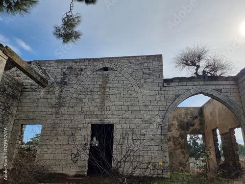 Ruins of an old house .  photo