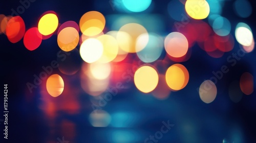 Wallpaper Mural Abstract bokeh of colorful city lights at night, reflecting on wet asphalt. Torontodigital.ca