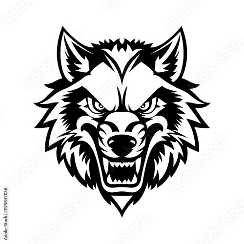 created an iconic logo design with an illustration of a wolf's head photo