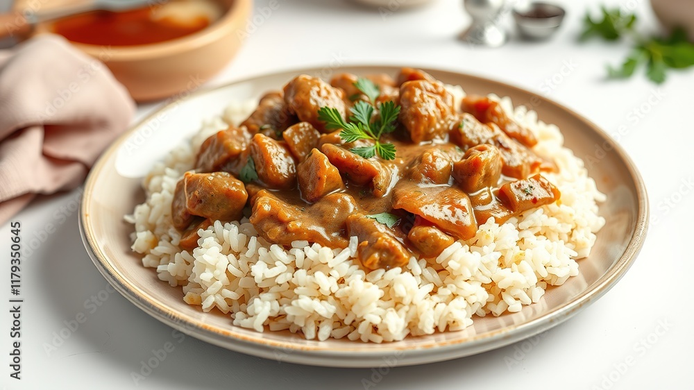 Homemade Stroganoff & Rice Dinner - Delicious & Cozy Homemade Stroganoff & Rice Dinner - Delicious & Cozy