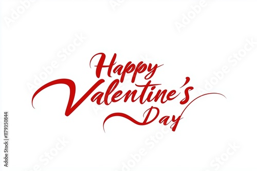 Romantic Valentine's Day Calligraphy: Red Cursive Text on a Clean White Background