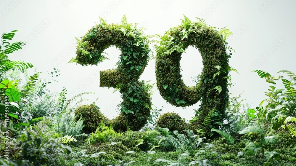 Number 39 made of plants and leaves. Number 39 made of plants and leaves.