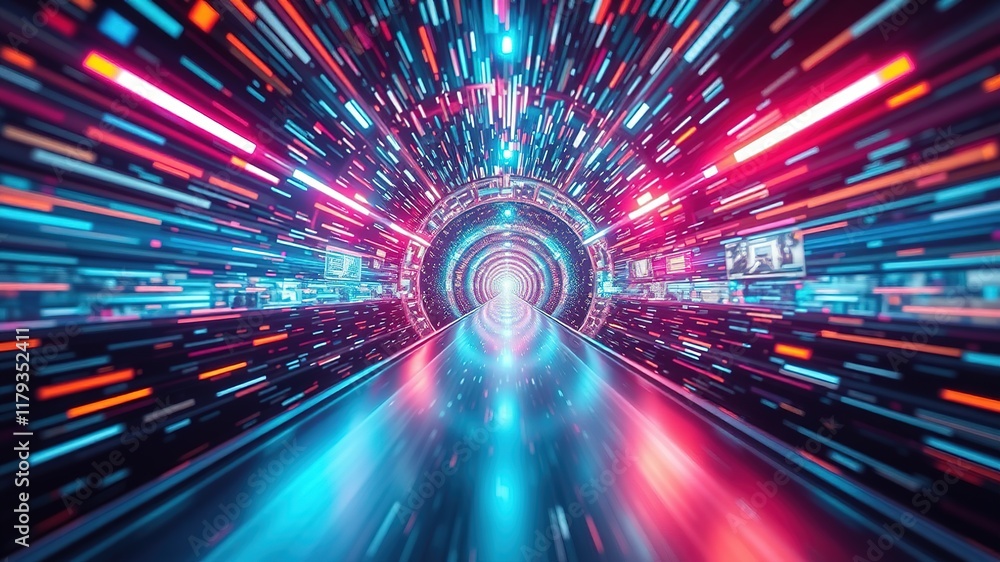 Obraz premium Hyperspace Tunnel - Starfield Sci-Fi
