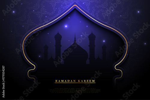 Realistic eid mubarak background with mosque