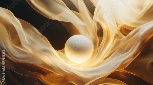 Golden Silk Drape with Sphere - Abstract backgrounds