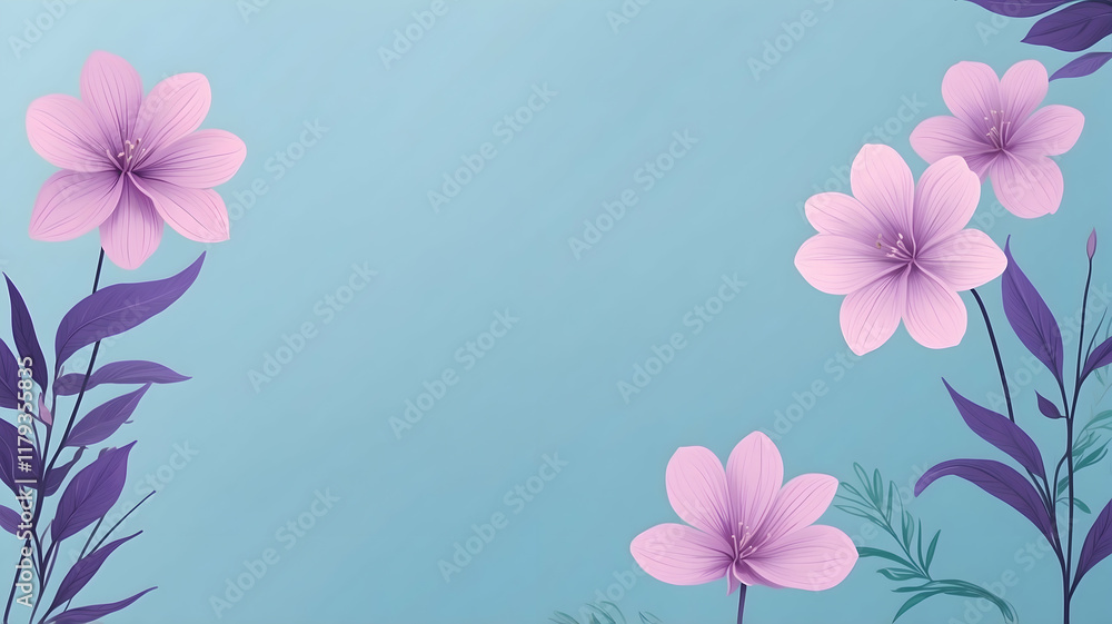Flower and plants background, minimalist patterns use for graphic design or wallpaper. using colors purple, blue, pink Flower and plants background, minimalist patterns use for graphic design or wallpaper. using colors purple, blue, pink