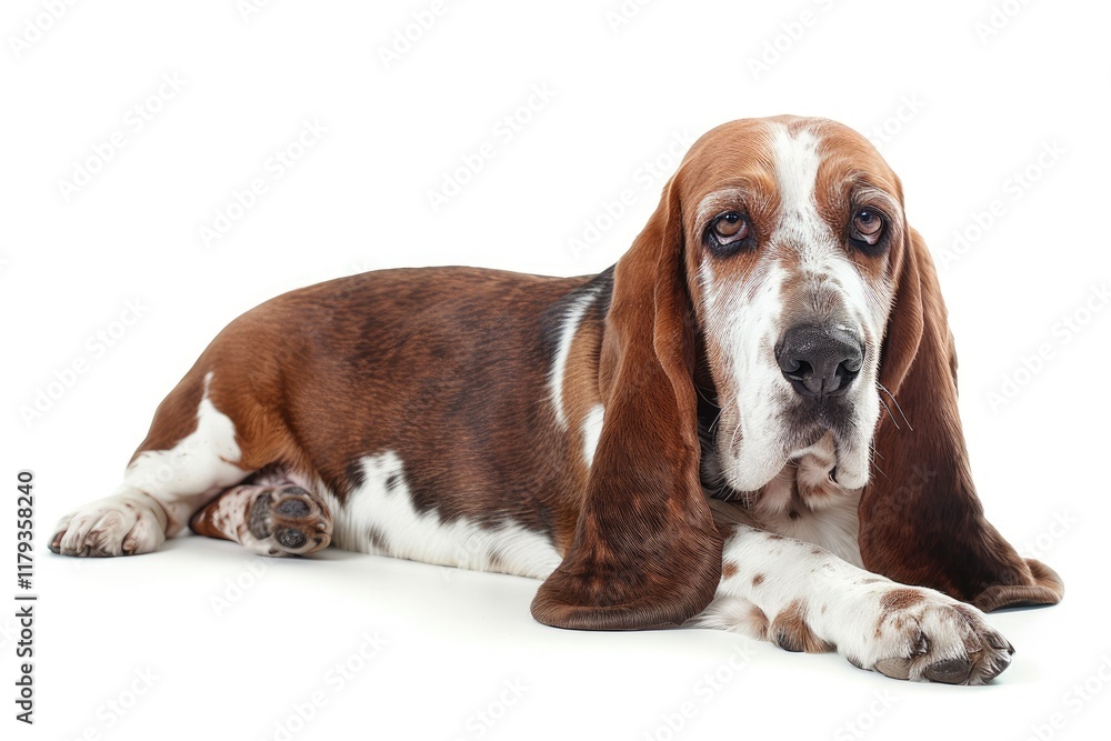 Detailed Color Picture of Bassett Hounds Dogs Isolated on White Plain Background Detailed Color Picture of Bassett Hounds Dogs Isolated on White Plain Background