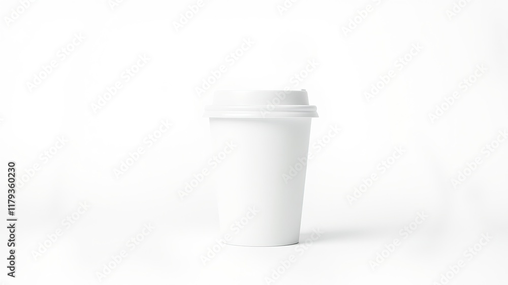 Minimalist White Coffee Cup with Lid - Clean Design Minimalist White Coffee Cup with Lid - Clean Design
