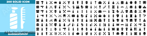Barbershop Solid Editable Icons set