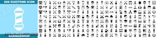 Barbershop Duotone Editable Icons set