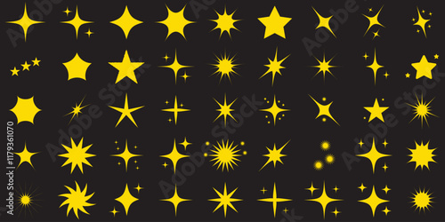 Stars collection. Star vector icons. Golden and Line set of Stars, isolated on transparent background. Stars icon. Vector