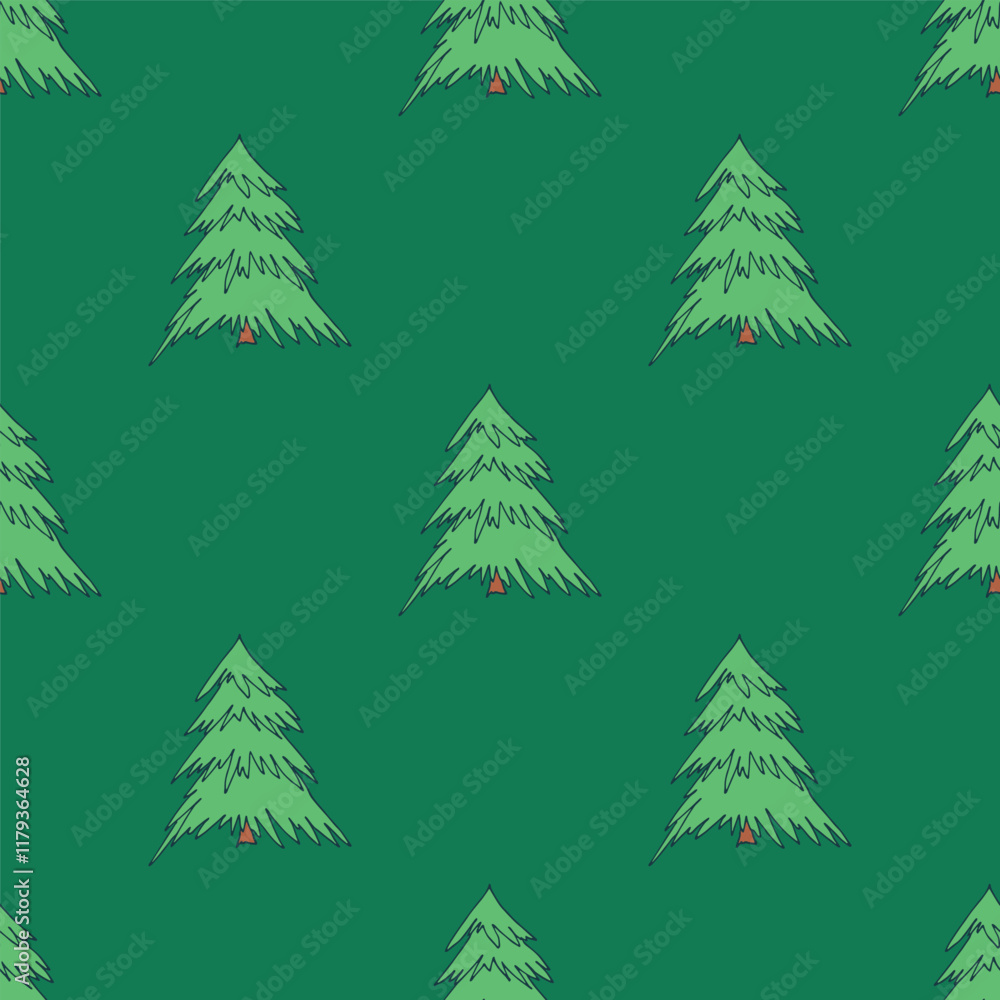 Seamless pattern with geometric minimal scandinavian Christmas tree doodle for decorative print, wrapping paper, greeting cards and fabric Seamless pattern with geometric minimal scandinavian Christmas tree doodle for decorative print, wrapping paper, greeting cards and fabric