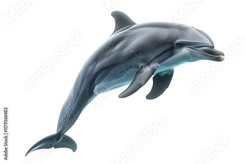 Sharp Image of Dark Gray Dolphin Isolated  Marine Mammal Portrait photo