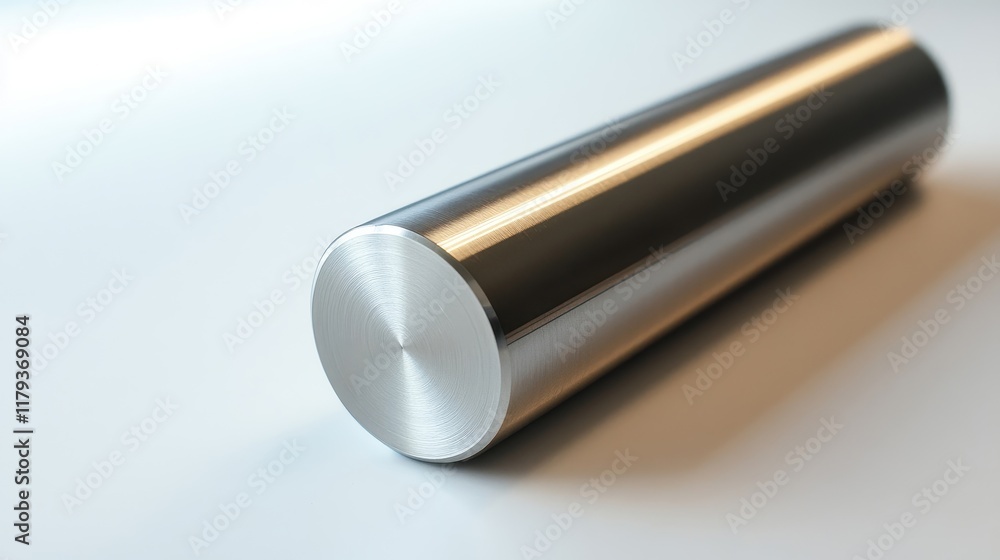 Polished Metal Cylinder on a Light Surface Polished Metal Cylinder on a Light Surface
