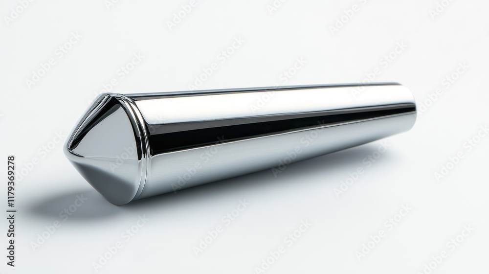 Shiny Metal Cone Object on Light Background Shiny Metal Cone Object on Light Background