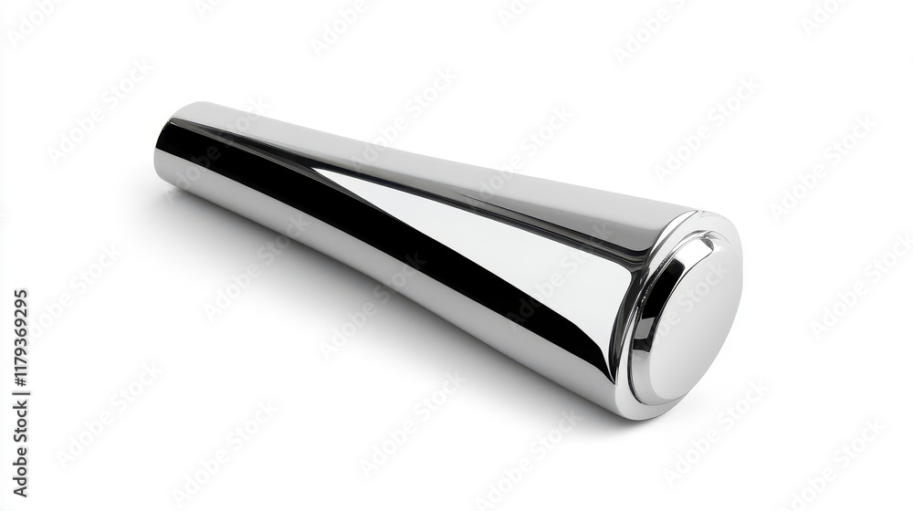 Sleek Silver Metal Object on White Surface Sleek Silver Metal Object on White Surface