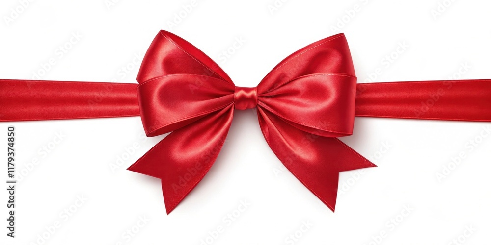 A perfectly tied red satin ribbon bow, elegant and festive, ideal for gift wrapping or decorative purposes. A perfectly tied red satin ribbon bow, elegant and festive, ideal for gift wrapping or decorative purposes.