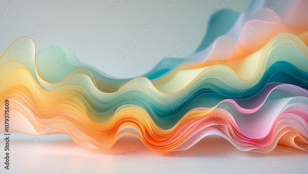 Abstract wavy layers in warm and cool color gradients. Abstract wavy layers in warm and cool color gradients.