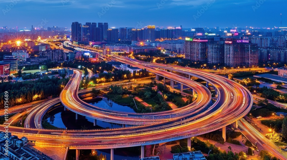 Obraz premium Night Metropolis: A Symphony of Lights and Motion