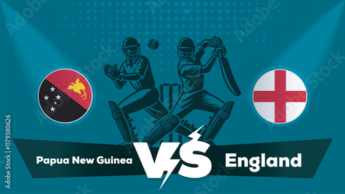 Papua New Guinea VS England Match , England Vs Papua New Guinea  cricket match , Cricket match concept with creative illustration.eps