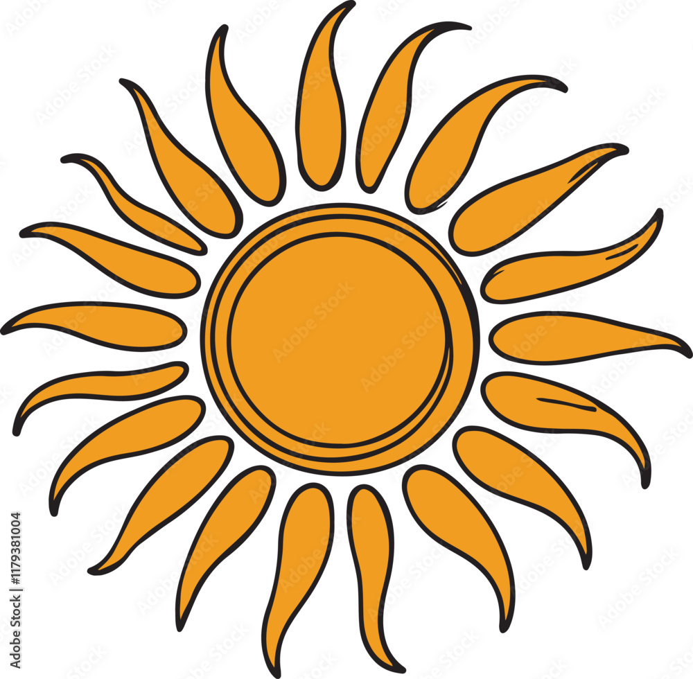 Sun Vector Illustration in Line Sun Vector Illustration in Line