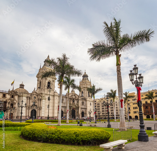 Cathedral at Christmas season, Lima Main Square - Peru photo