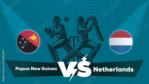 Papua New Guinea VS Netherlands , Netherlands Vs Papua New Guinea cricket match , Cricket match concept with creative illustration.eps