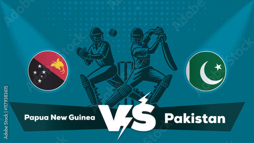 Papua New Guinea VS Pakistan Match , Pakistan vs Papua New Guinea cricket match , Cricket match concept with creative illustration.eps