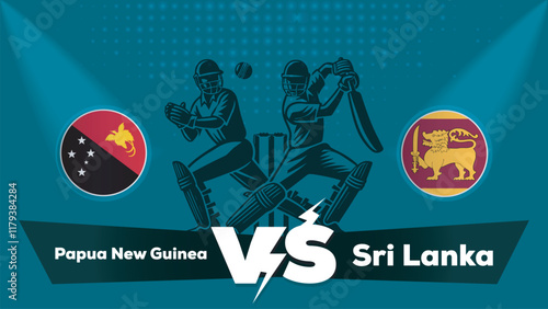 Papua New Guinea VS Sri Lanka , Sri Lanka Vs Papua New Guinea cricket match , Cricket match concept with creative illustration.eps