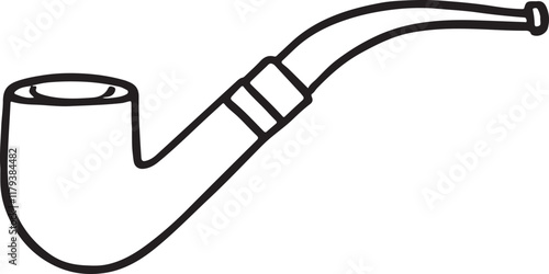 Vintage Smoking Pipe Vector Art in Clean Line Drawing Style