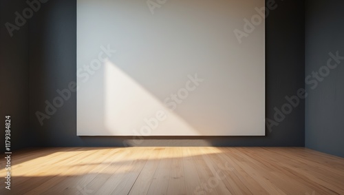 Wallpaper Mural Sunlit empty room with dark walls and wooden floor accentuated by natural light Torontodigital.ca