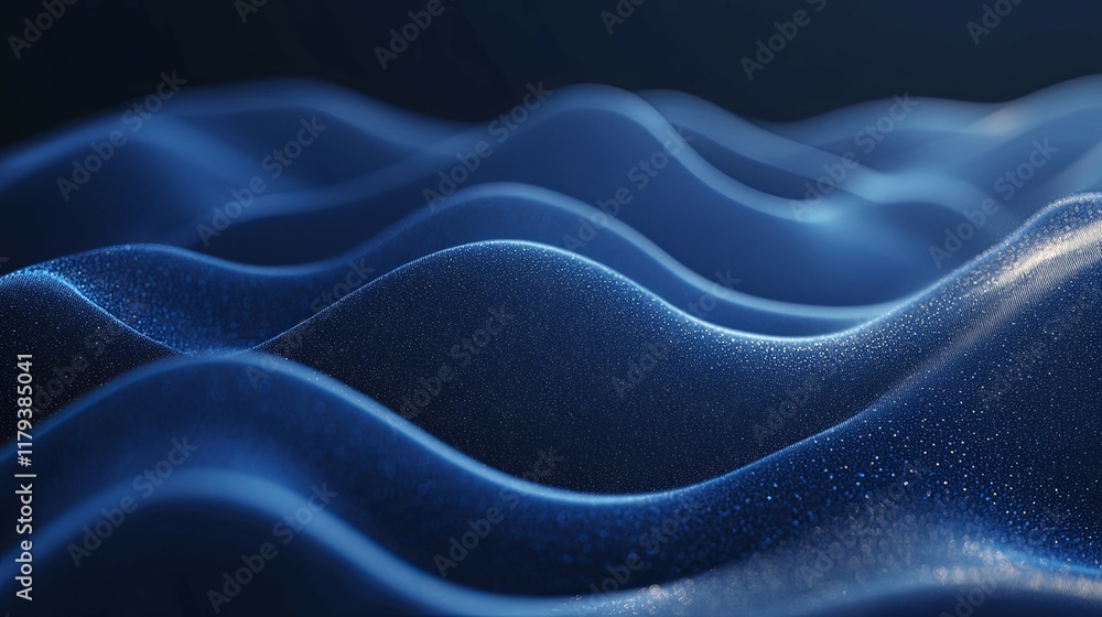 Fototapeta premium Serene Blue Waves: Abstract Digital Art with Glimmering Texture