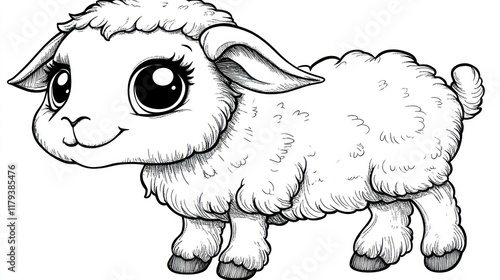 Adorable cartoon lamb illustration. photo