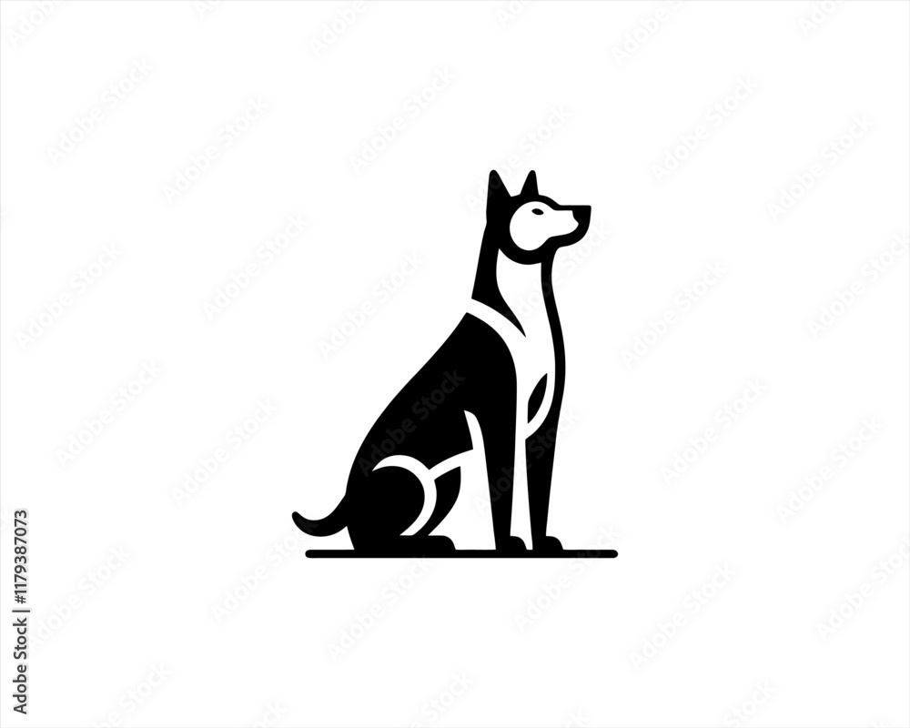 Dog Silhouette logo design vector illustration. Black and white dog logo template Dog Silhouette logo design vector illustration. Black and white dog logo template