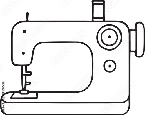 Vintage Sewing Machine Line Art Vector, Perfect for Crafts