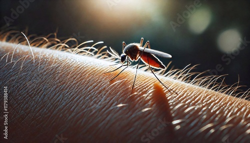 Mosquito on human skin photo