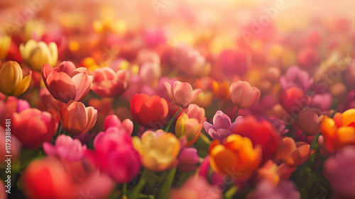 Kartka na międzynarodowy dzień kobiet. Kolorowy bukiet tulipanów  © Paweł Ziółkowski