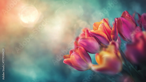 Kartka na międzynarodowy dzień kobiet. Kolorowy bukiet tulipanów  © Paweł Ziółkowski
