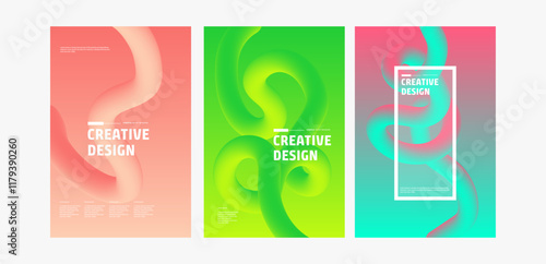  2025 trends - Minimal abstract gradient covers. Colorful covers design set. wave fun bg. Applicable for design covers, pentation, magazines, flyers posters . Vector illustration