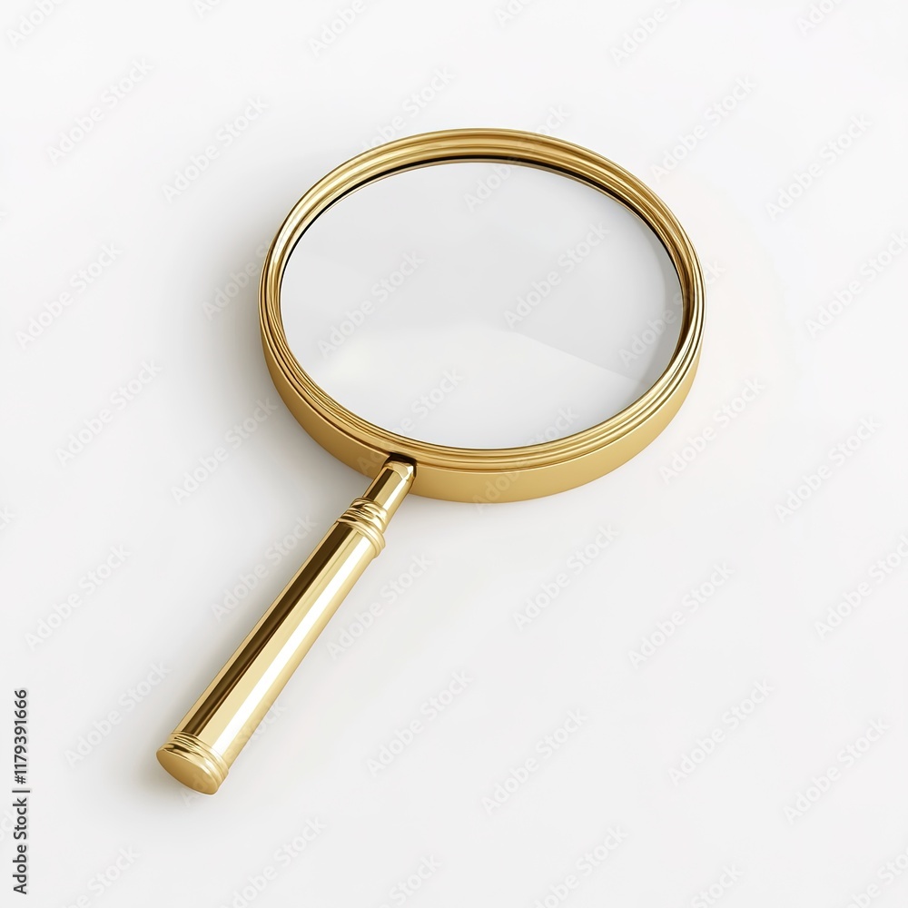 3D Render of a Magnifying Glass in Isometric View, Isolated on White Background. Detailed and Clear Lens with a Sleek Handle, Symbolizing Focus, Examination, and Precision. 3D Render of a Magnifying Glass in Isometric View, Isolated on White Background. Detailed and Clear Lens with a Sleek Handle, Symbolizing Focus, Examination, and Precision.
