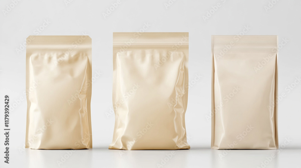 Set of blank packaging bags isolated on a white background Set of blank packaging bags isolated on a white background