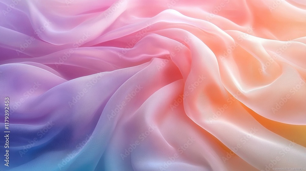 Obraz premium Colorful Translucent Silk Fabric Waves Abstract Background Design