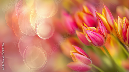 Kartka na międzynarodowy dzień kobiet. Kolorowy bukiet tulipanów  © Paweł Ziółkowski