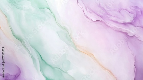 Wallpaper Mural Soft abstract background with flowing pastel colors in shades of purple, mint, and peach. Torontodigital.ca