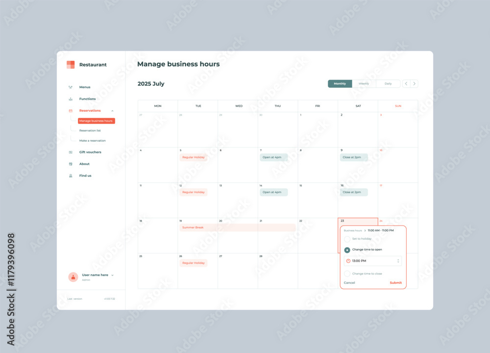 Restaurant booking UI design template Restaurant booking UI design template